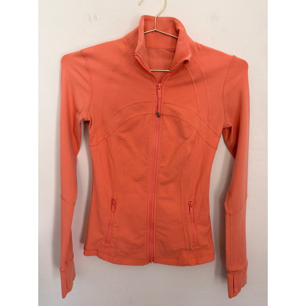 Lululemon Define Jacket Coral Orange Full Zip Luon Slim Fit Size 4